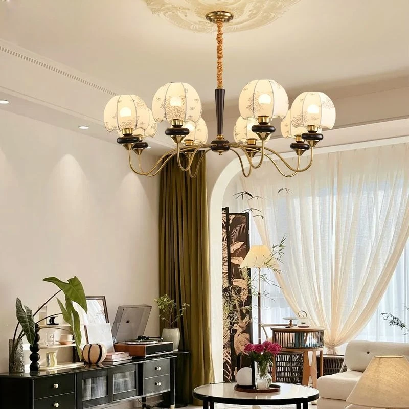 

French Retro Style Iron Art Home Decor Chandelier for Loft Villa Courtyard Hall Pendant Lamp Interior Lighting Hanging Fixture