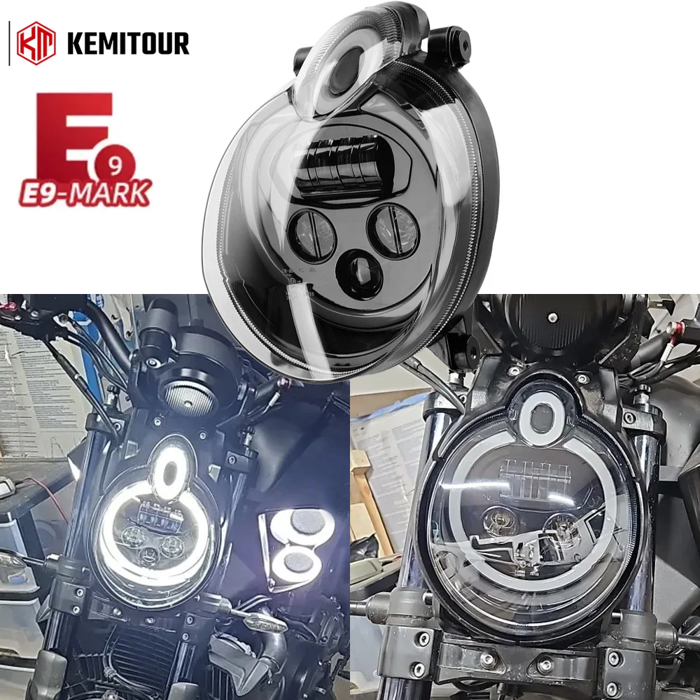 Ersatz-LED-Motorrad-Scheinwerfer-Baugruppe für Yamaha Vmax 1700 2009-2020, Front-Abblendlicht, DRL, E-MARK E9-zugelassen, wasserdicht, Plug-and-Play