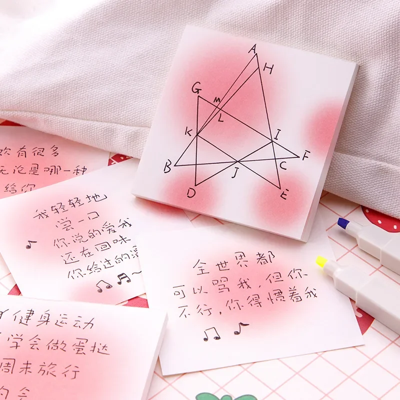 50 Sheets Memo Pad Blush Gradient Note Memo Hand Account Small Notepad Sticky Note Stationery School Supply for DIY Decorative