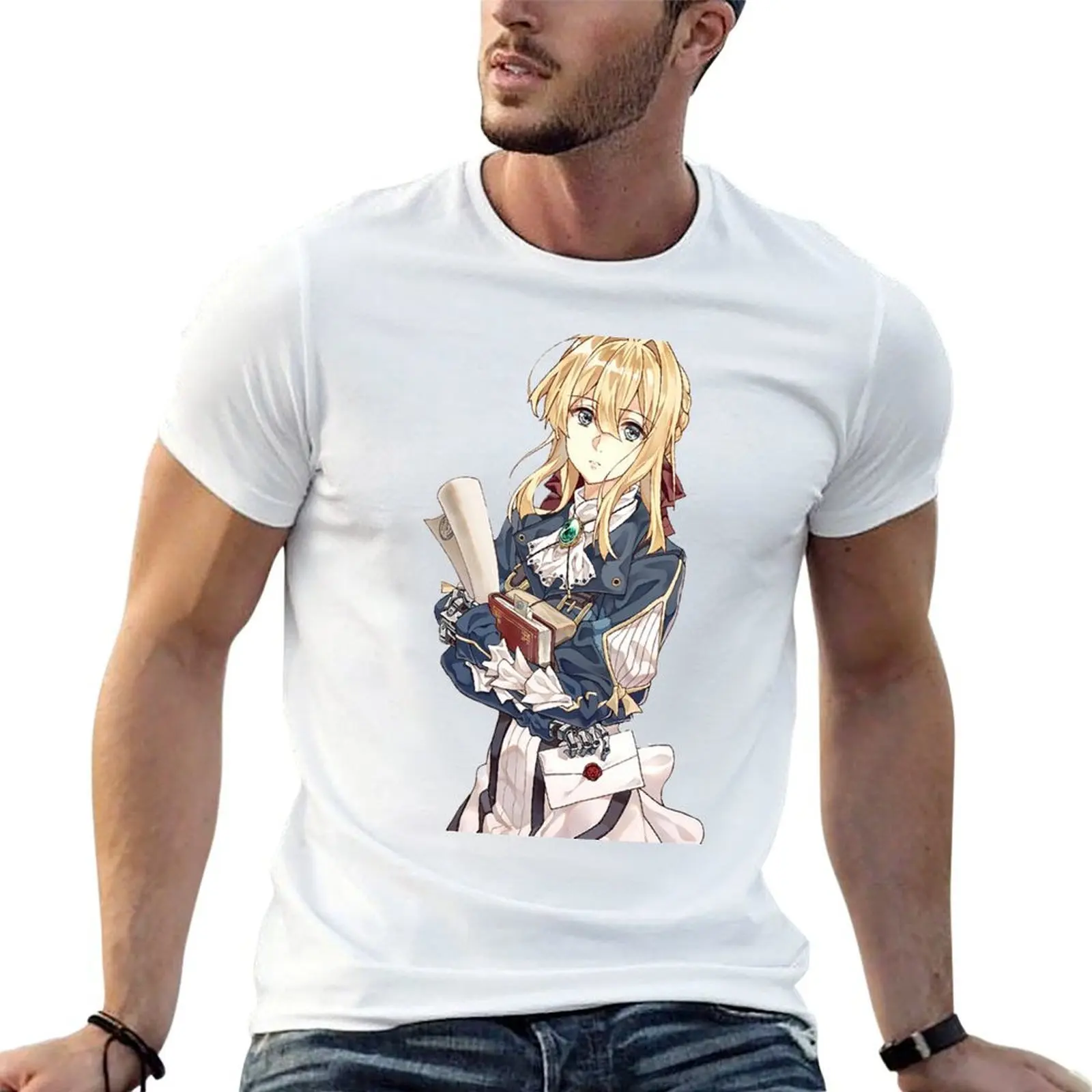 Violet Evergaden T-Shirt man tshirt t shirts for man slim fit men t shirt cotton 100% T-shirt