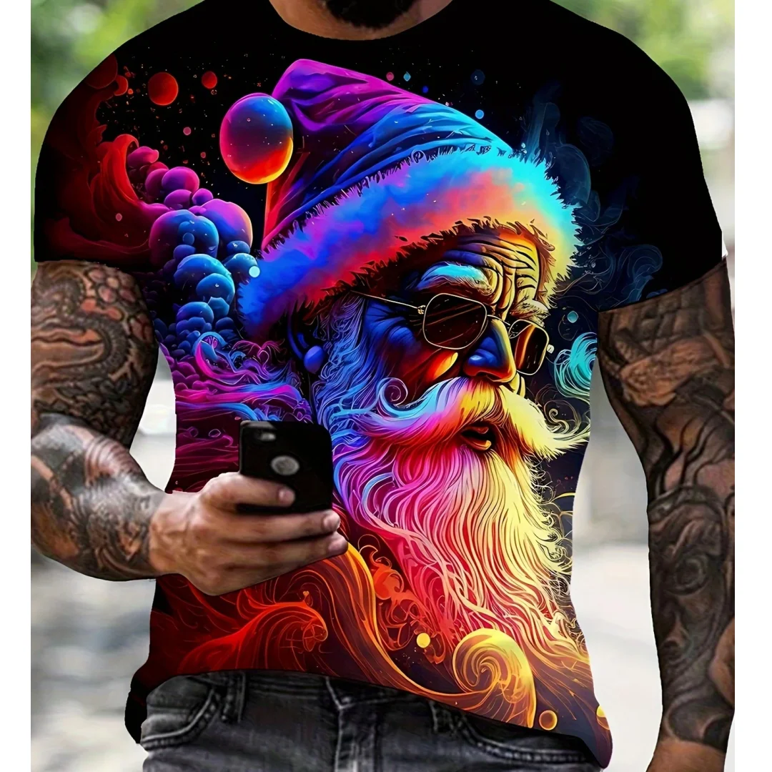 

Christmas Santa Claus Men's T-Shirt Breathable Men's Tops Trend Versatile Men's Short Sleeve Tee Fashion O-Neck Men's Clothing