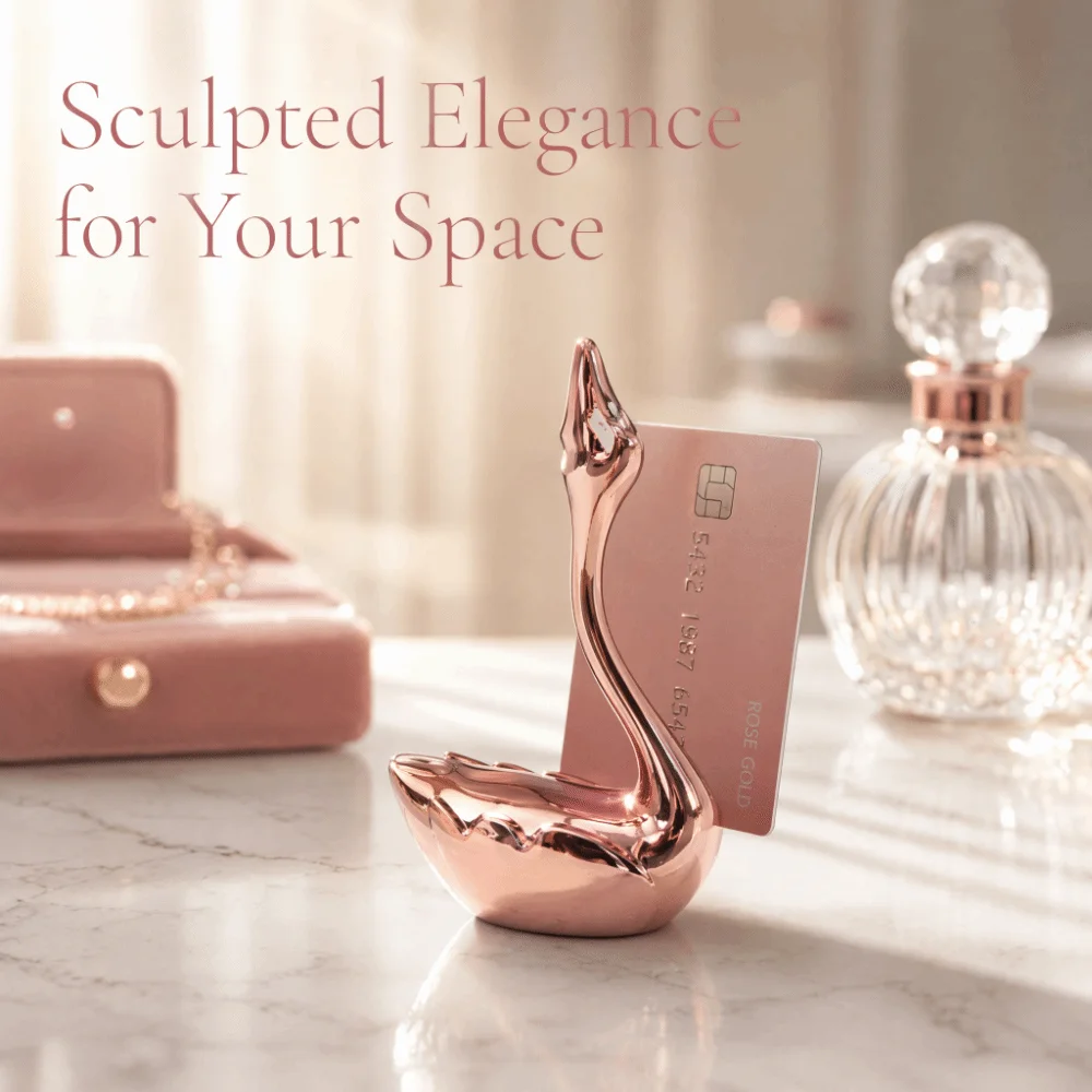 Zinc Alloy Swan Shape Table Card Clip Rose Gold 1.97 x3.46in Photo Paper Stand Clip Easy Clamping Structure Swan
