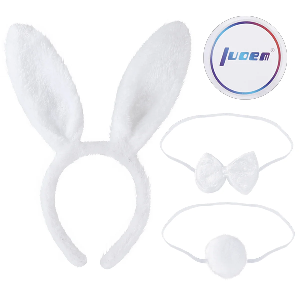 LUOEM 3PCS Kids Adult Rabbit Bunny Ears Headband Bow Ties Tail Set Party Cosplay Costume (White) bunny cosplay set