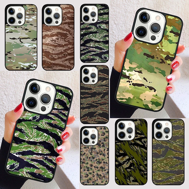 Humor Tiger Stripe Camo Army cover For iPhone 15 16 13 12 11 14 Pro Max Mini Max SE 2020 7 8 6S Plus Phone Case