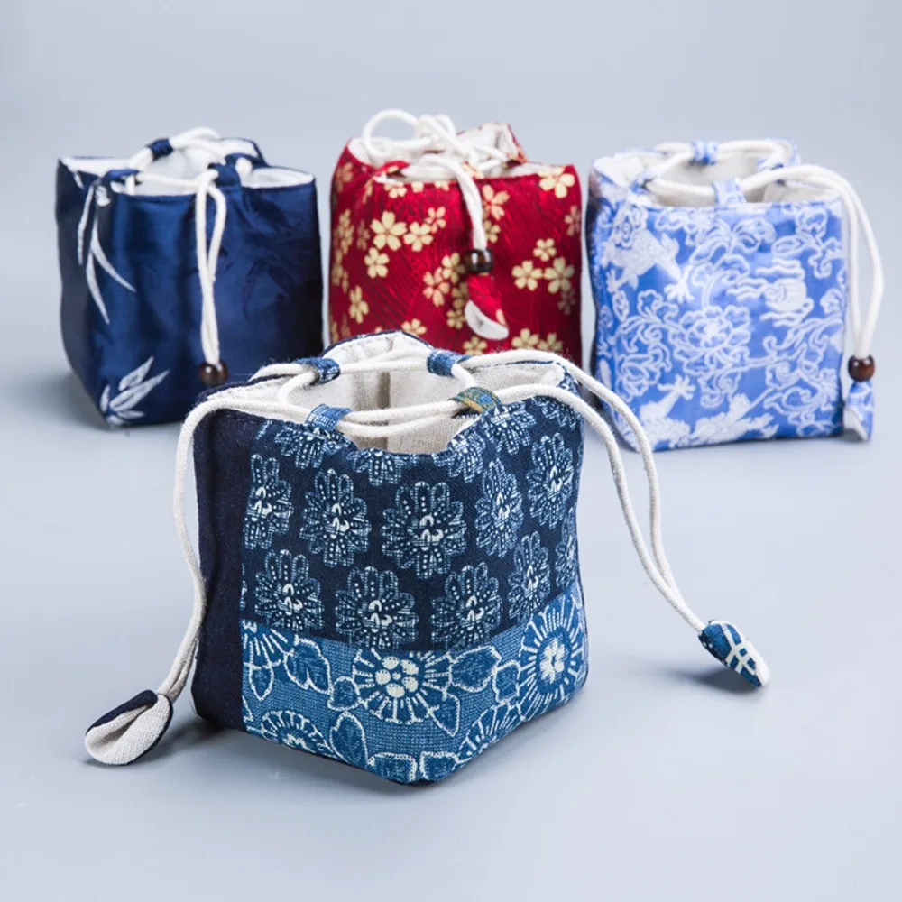 Multi-usage Travel Teaware Storage Bag Antique Teacup Tea Pot Cloth Bag Tea Cup Organizer Protective Cover Travel Essentials