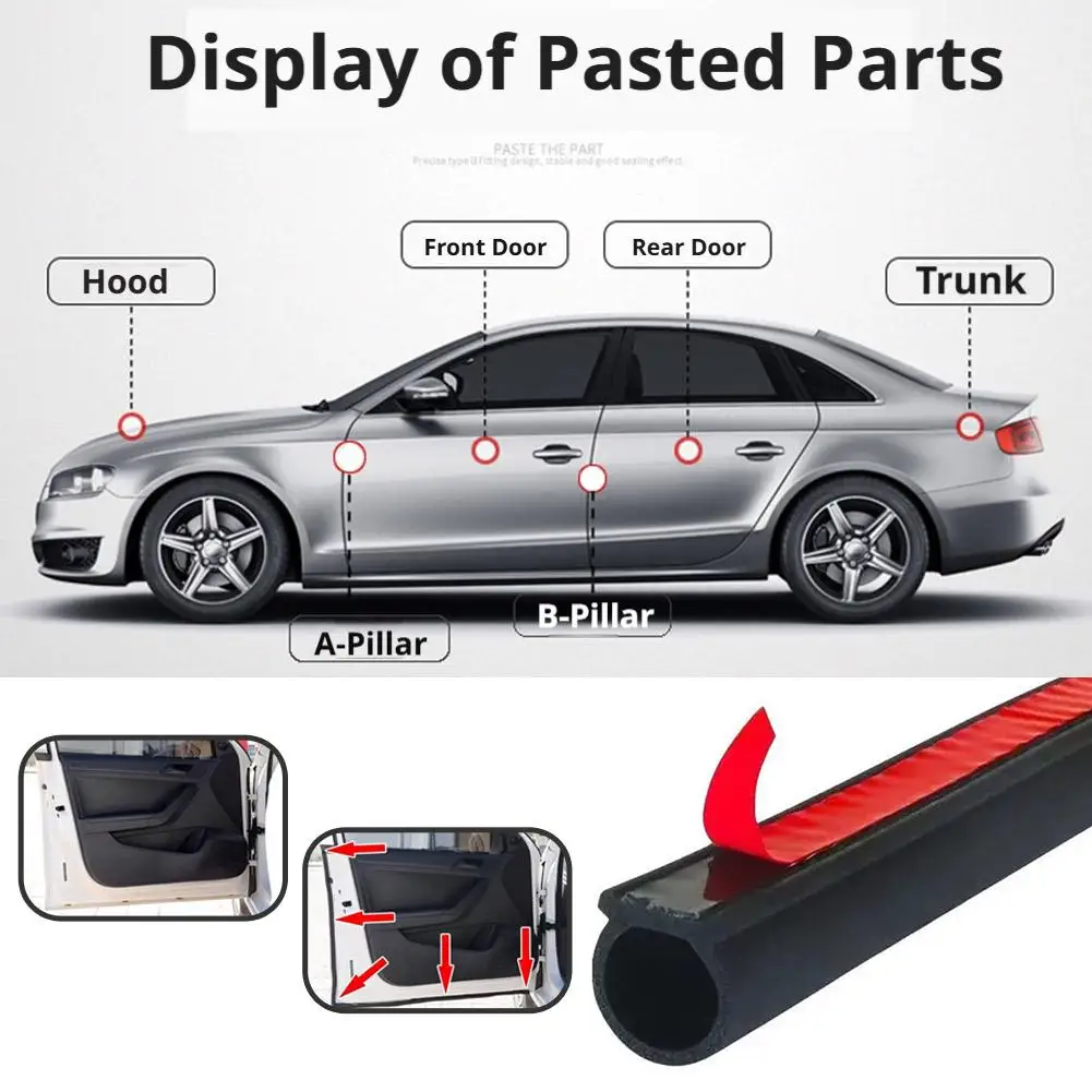 3/5M Door Edge Guard Rubber Sealing Strip Big D Small D Type Car Dustproof Trim Car Door Rubber Seal Trunk