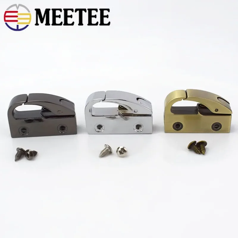 2/4sets Meetee Metal Bag Side Clip Buckles for Handbag Strap Belt Clasp Screw Hook Connector Bags Hanger Hardware Accessories