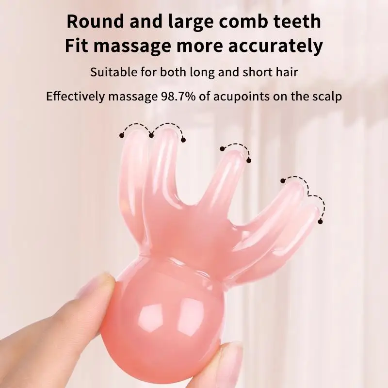 1/2Pcs Pink Resin Octopus Scalp Massage Comb With Stress Relief And Meridian Unblock Perfect For Daily Home Hair Care Use view 3