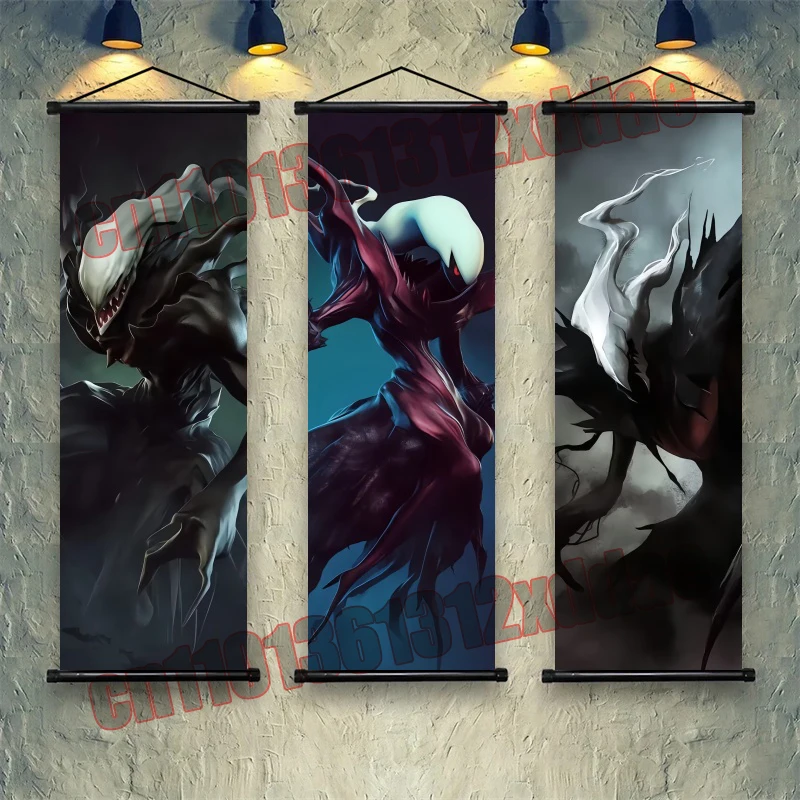 

Anime Pokemon Poster, Gengar, Darkrai, Eevee, Charizard, Print Art White Canvas Scroll Drawing Decorative Wall Art Painting Gift