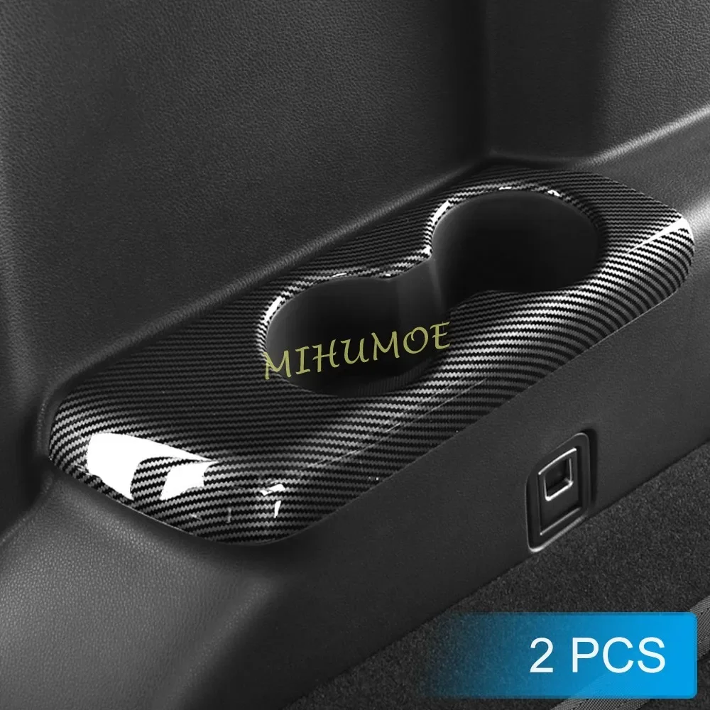 

For 2021-2025 Toyota Highlander Kluger 2022 2023 2024 Carbon Fiber Car Rear Seat Water Cup Holder Cover Decoration Sticker Trim