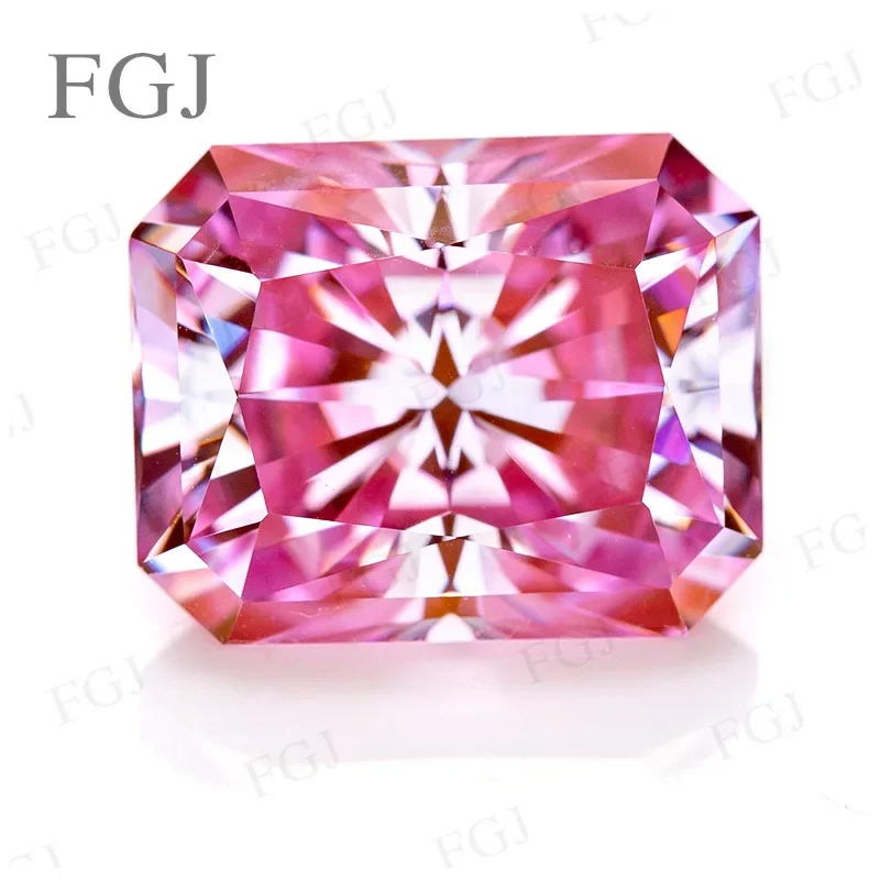 Moissanite Stone Brilliant Radiant Cut Pink VVS1 Lab Created Diamond GRA Certificate Charms For Birthday/Wedding/Dating Gift DIY