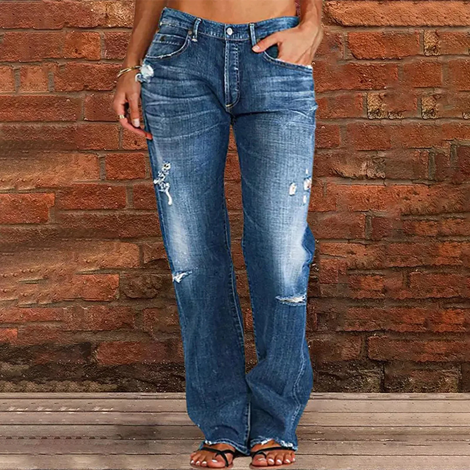 Jeans da strada Vintage moda donna anni '90 Streetwear vita bassa Casual Denim larghi pantaloni dritti a gamba larga