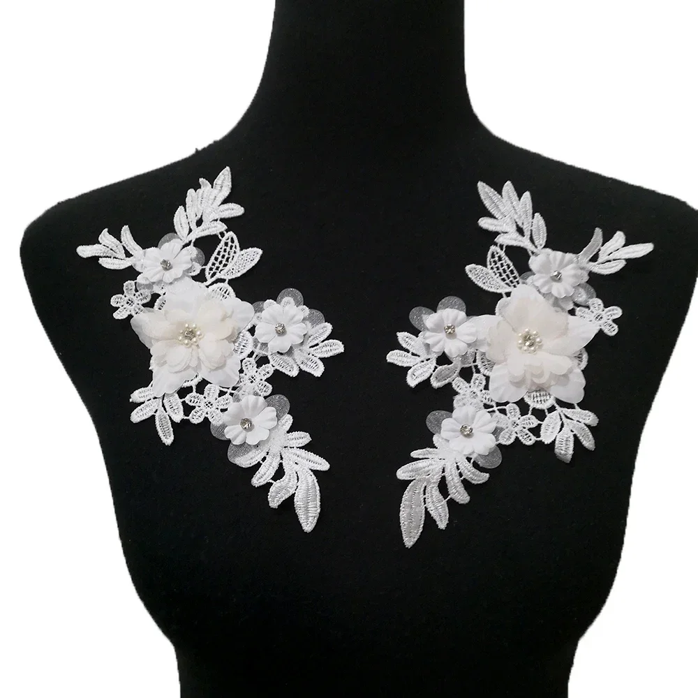 

Black and white 3D three-dimensional flower decoration pearl rhinestone embroidery DIY clothing craft supplies accessories