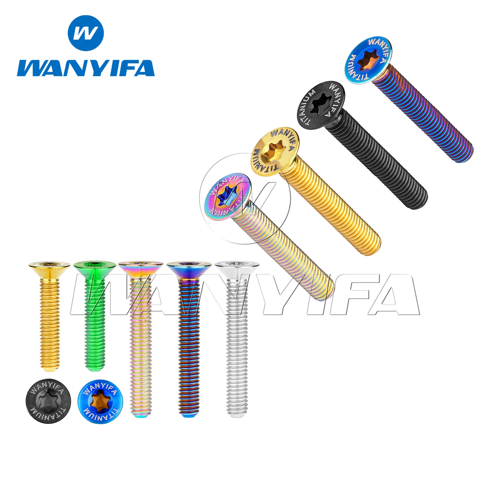 Wanyifa Titanium Alloy Bolt M3X6 8 10 12 15 18 20mm Countersunk Torx T10 with Logo Screw Fasteners