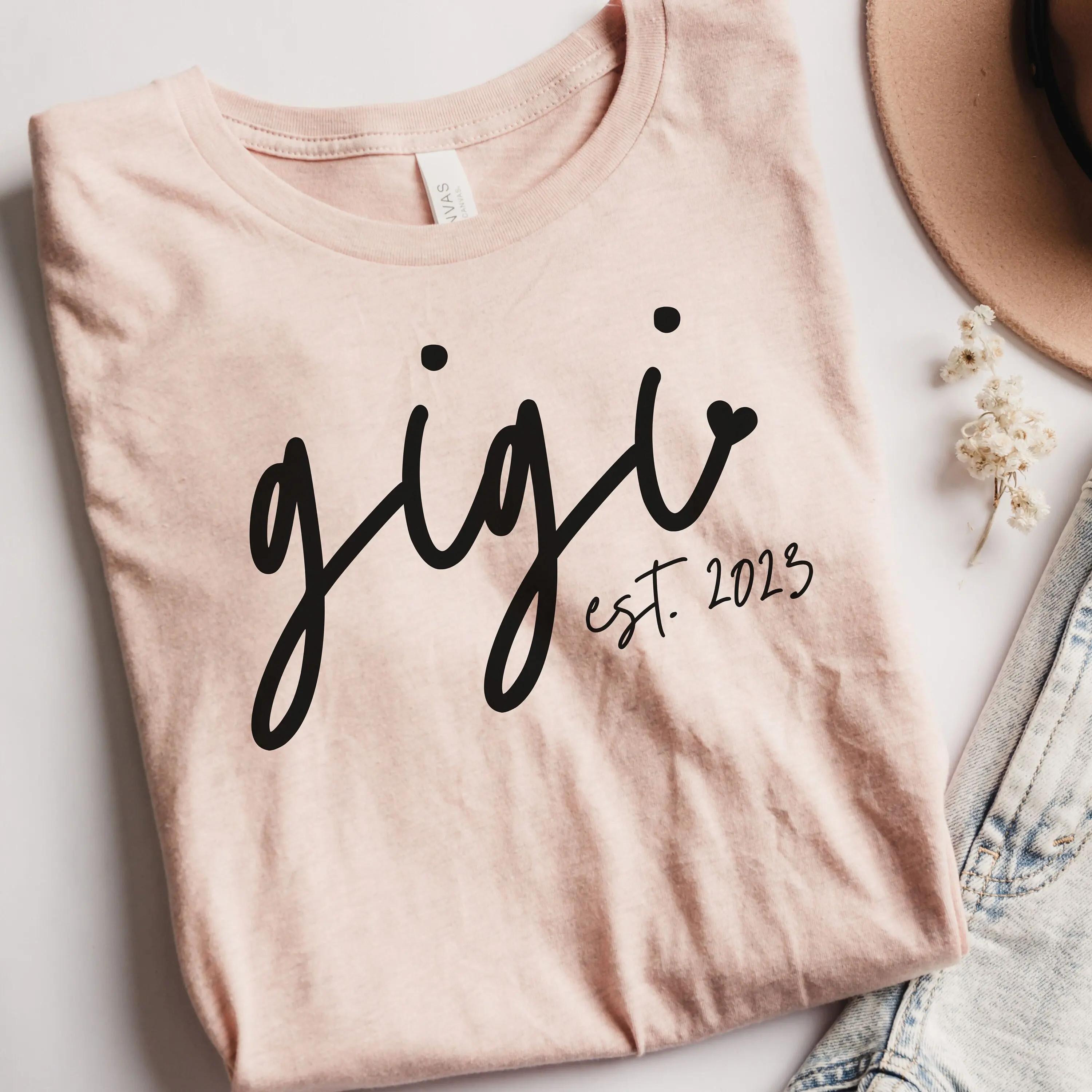 Gigi Est T Shirt Heart For 2023 New Mother'S Day Cute Life