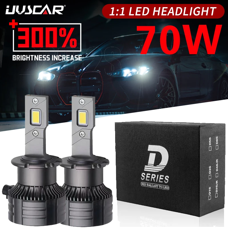 

UVSCAR D2S Universal LED Headlight Bulbs D1S D3S D4S D5SD8S 12000LM Canbus 70W 6000K Turbo Lights Error Free Plug&play HID Bulbs