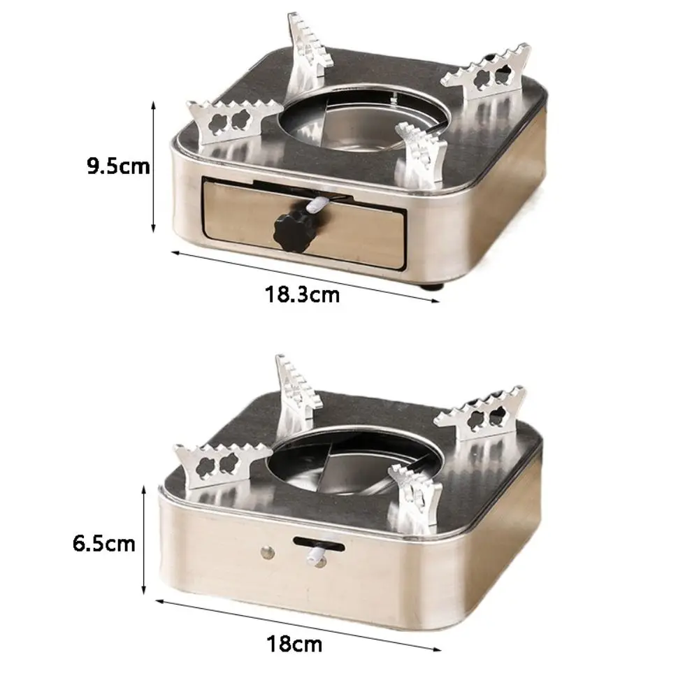Portable Square Stainless Steel Alcohol Stove Drawer Style Silver Burner Stove Ultralight Camping Furnace Hot Pot view 6