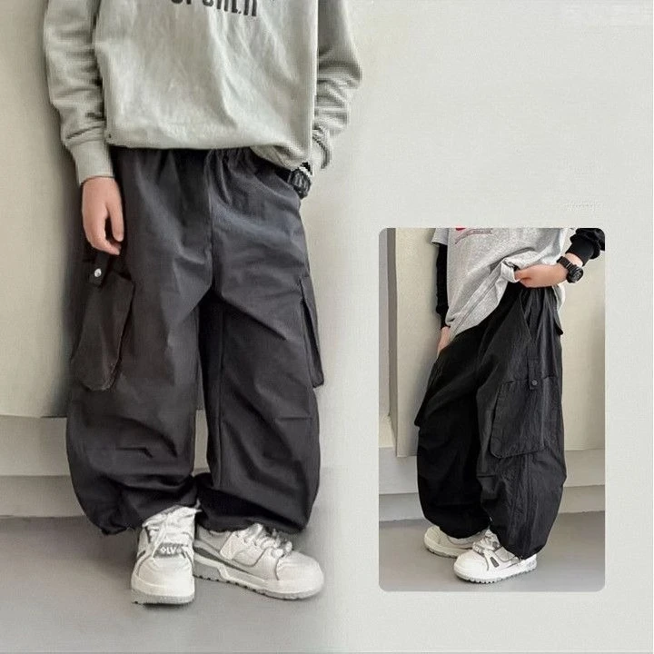 

Брюки для мальчиков, осень 2025, новые, длинные, свободные, повседневные, из чистого хлопка, для детей среднего и старшего возраста