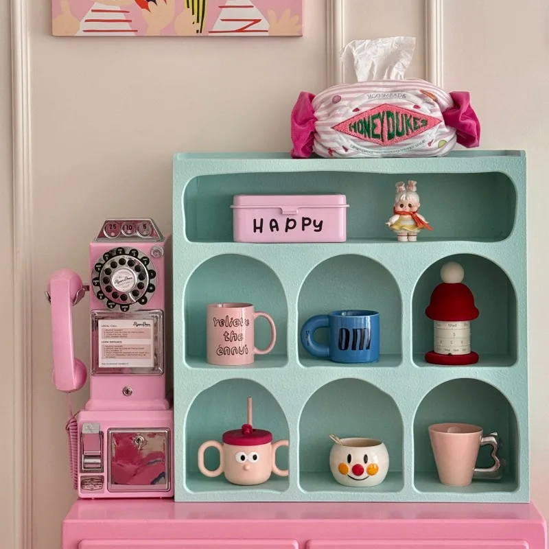 

Colorful Cream Style Mug Organizer, Dopamine Palette Cup Holder with Honeycomb Design, Desktop Display and Storage Solution