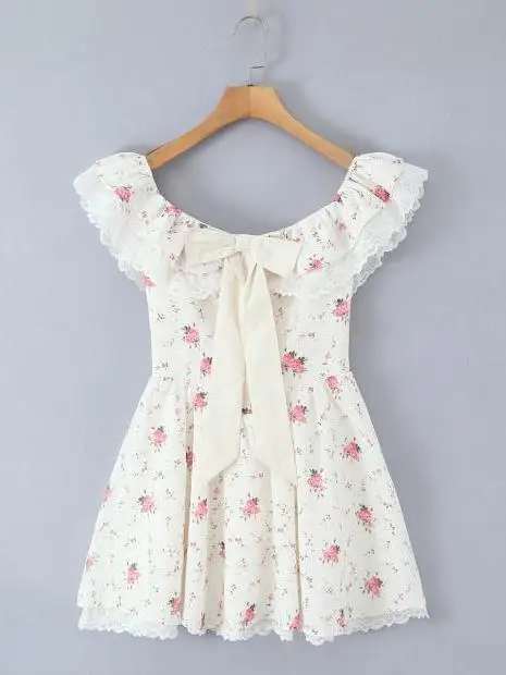 Dulce estampado Dr One oulder cintura elástica Slim Fit Puffy ort falda europea Sle Primavera Verano otoño Svel