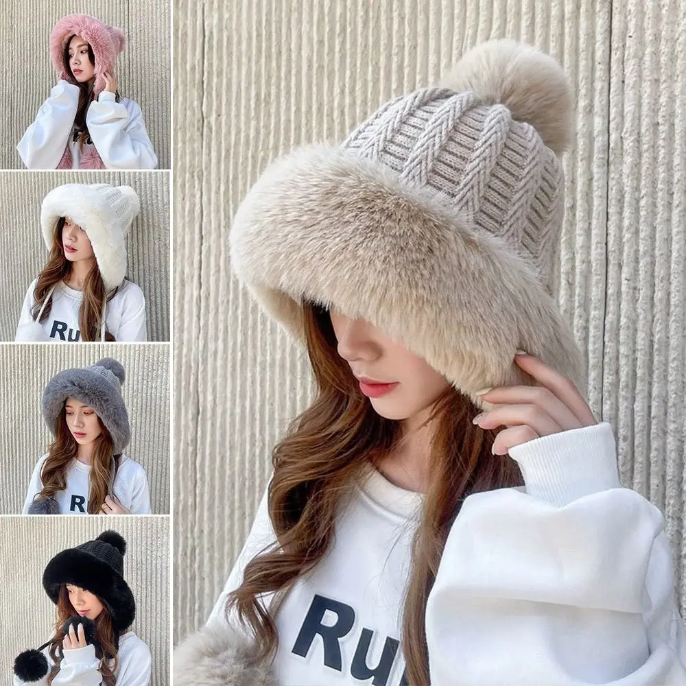 أزياء يندبروف محبوك أفخم قبعة Coldproof الدفء حماية الأذن قبعة سميكة بيني قبعة ركوب الدراجات في الهواء الطلق