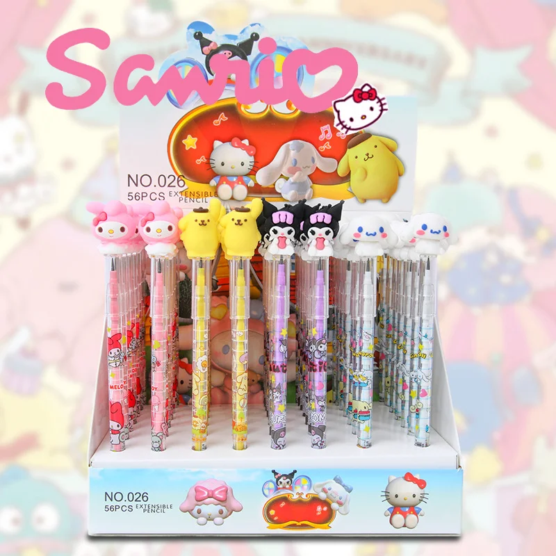 

56pcs Sanrio Pencil Kawaii Melody Kuromi Cinnamorroll Student Cartoon Doll Unsharp Pencil Student Cute Stationery Pen Wholesale