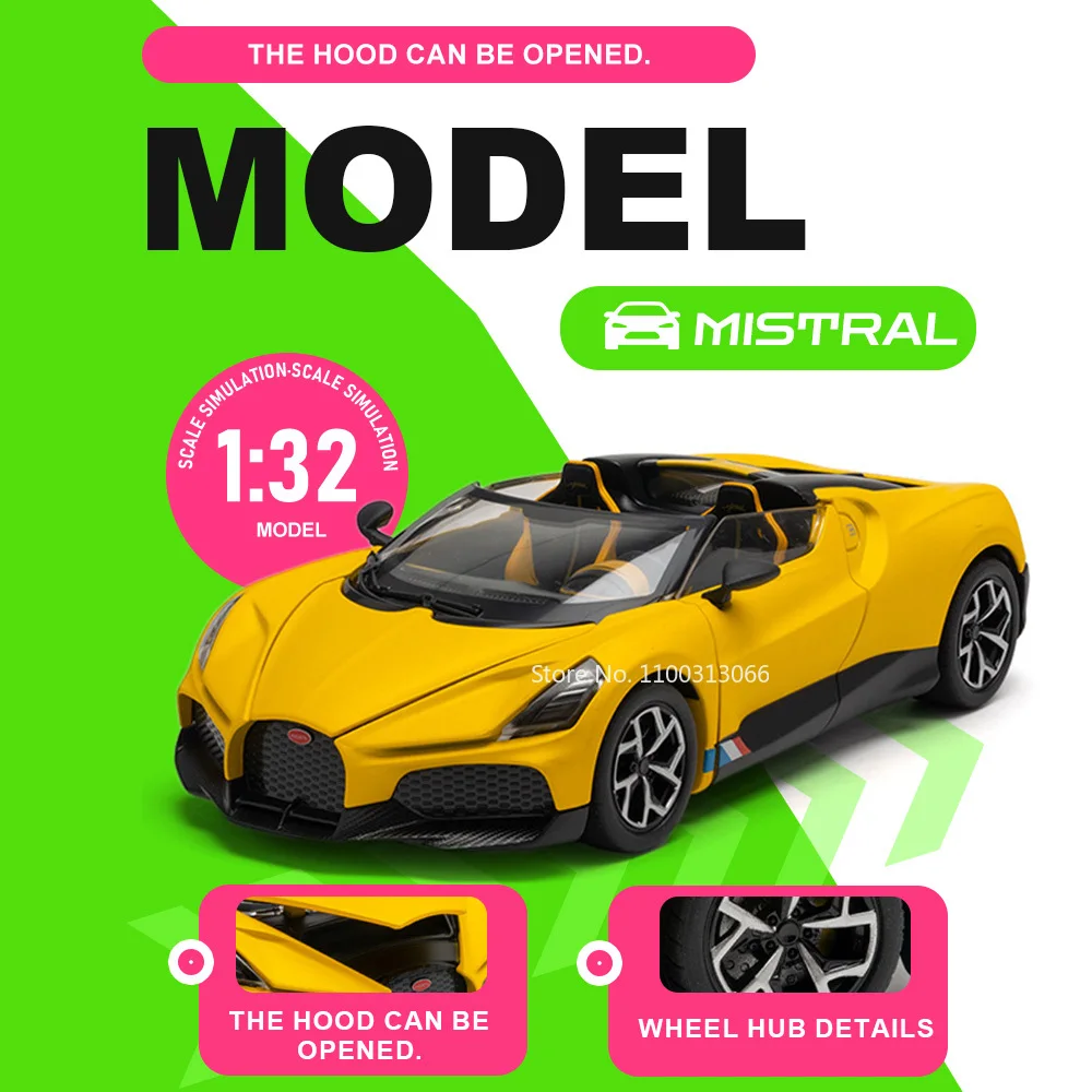 

1:32 MISTRAL 750S Alloy Car Diecast Model Miniature Toys Doors Opened Rubber Tires Metal Body Cars Collection Bookshelf Ornament