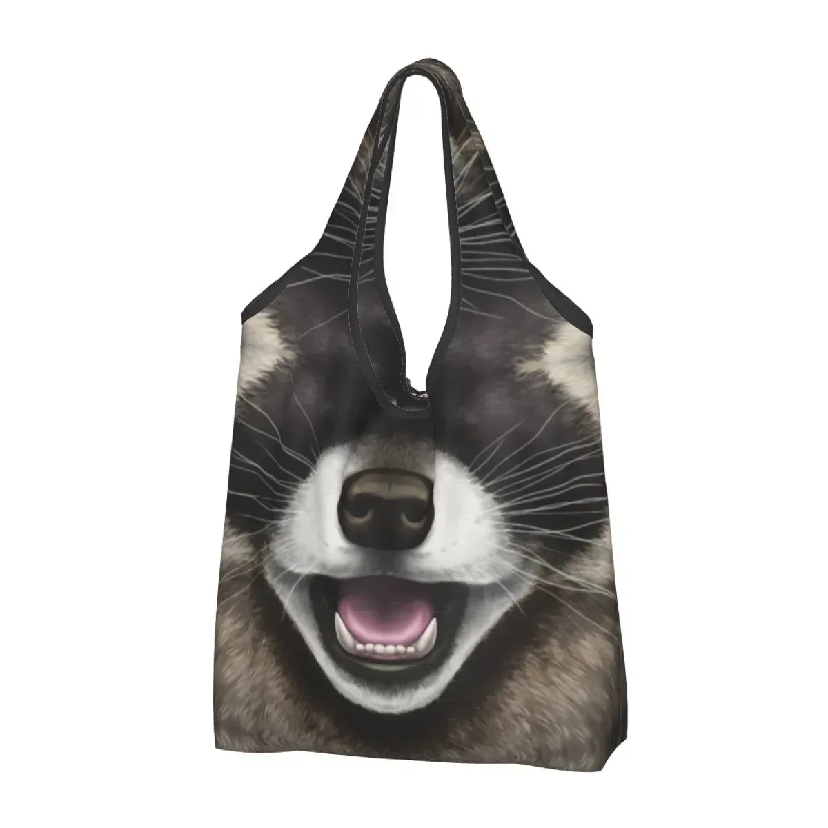 Funny Animal Raccoon Grocery Tote Shopping Bag Women  Trash Panda Racoon Shoulder Shopper  Large Capacity Handbag