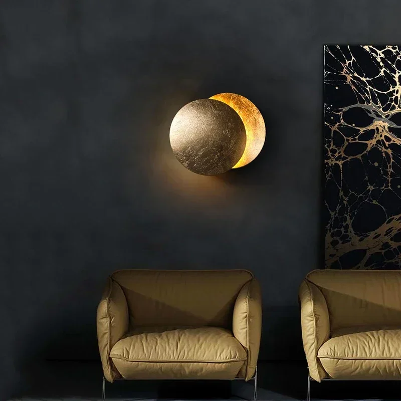 

Modern Aisle Corridor Round Wall Lamp Bedroom Eclipse Wall Lighting Indoor Bedside Lighting Living Room Decorative Wall Light