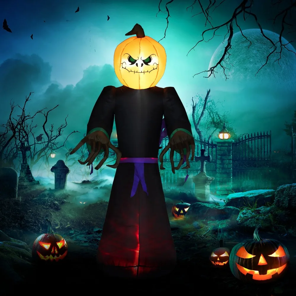 

7 Inflatable Halloween Pumpkin Ghost Blow-Up Outdoor Display