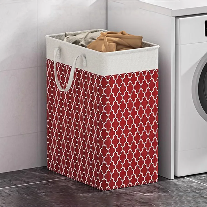 Home Bathroom Foldable Laundry Basket Dirty Laundry Storage Bucket with Printed Pattern for Bedroom, Living Room, Toy Storage