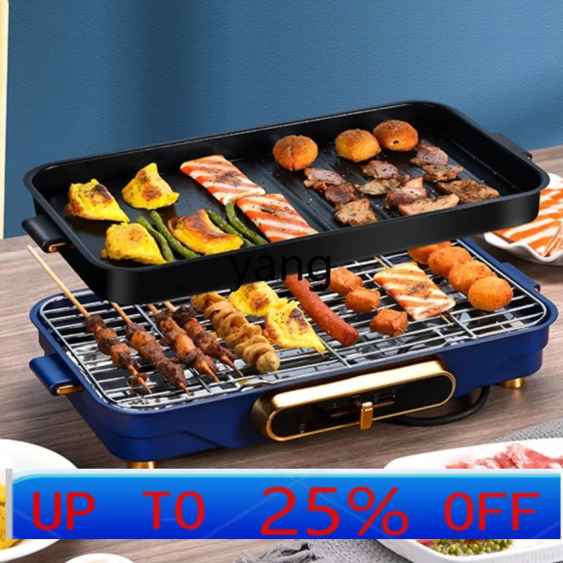 Lcx  Household Barbecue Integrated Electric Baking Pan Non-Stick Smokeless Iron Plate Multi-Functional Removable