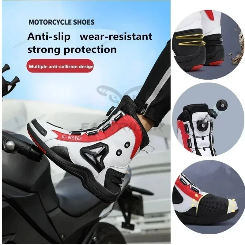 

Motorcycle Protective Boots Casual Motorcycle Boots Men's Leather Boots Motorcycle Riding Shoes Non-slip Rubber Soles