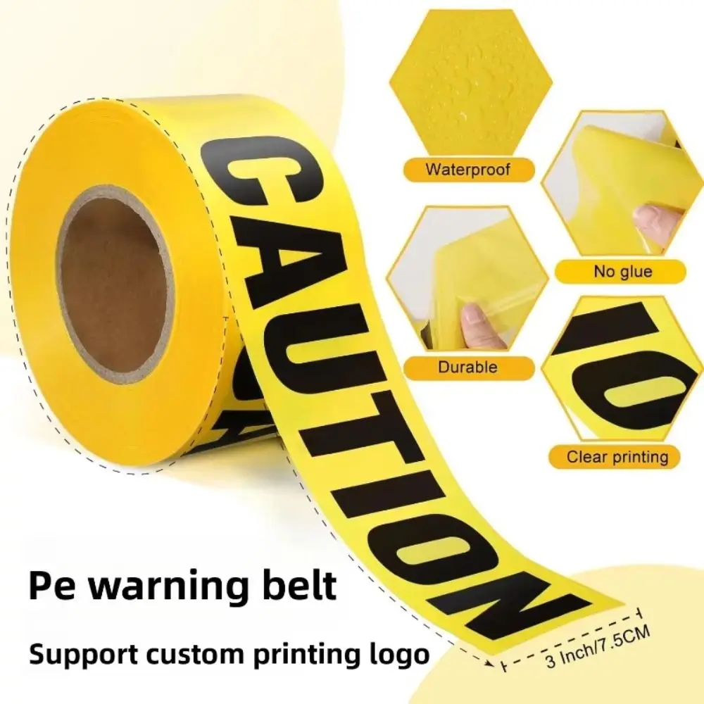 Premium Yellow Caution Tape Bold Black Text Bright Yellow Warning Tape Thickened PE Bold Lettering Barricade Line Horror Party
