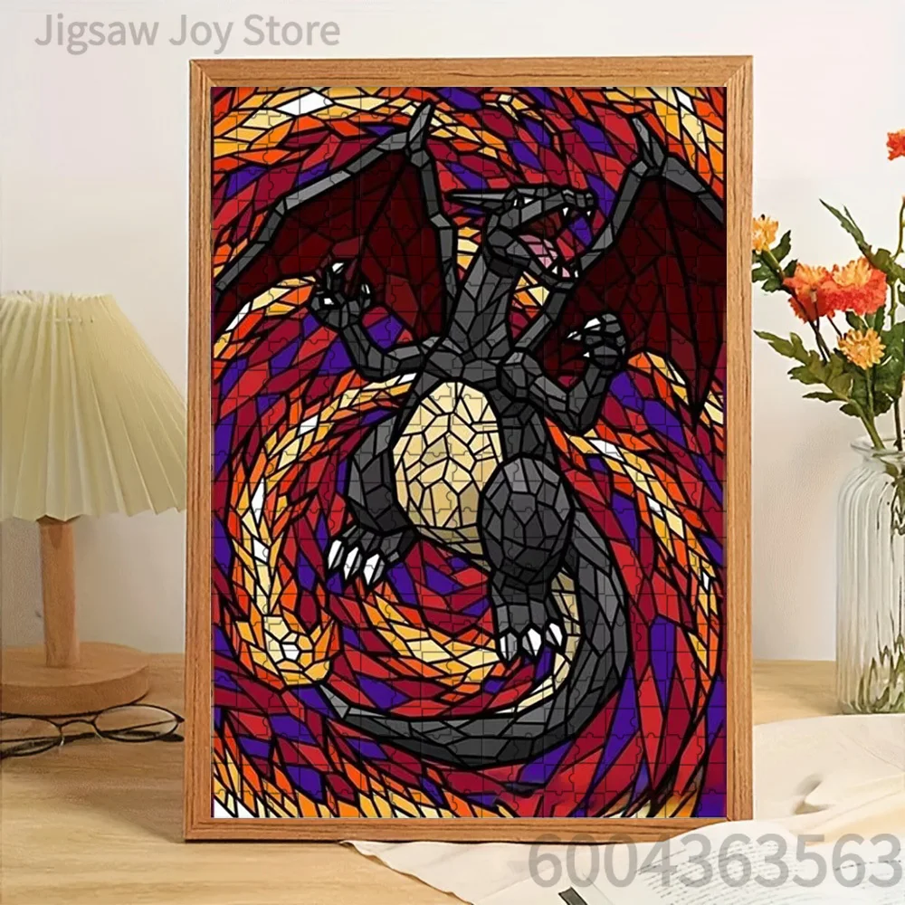 

Paper Jigsaw Puzzle Shiny Charizard Stained Glass Fire Style Artwork Brain Teaser