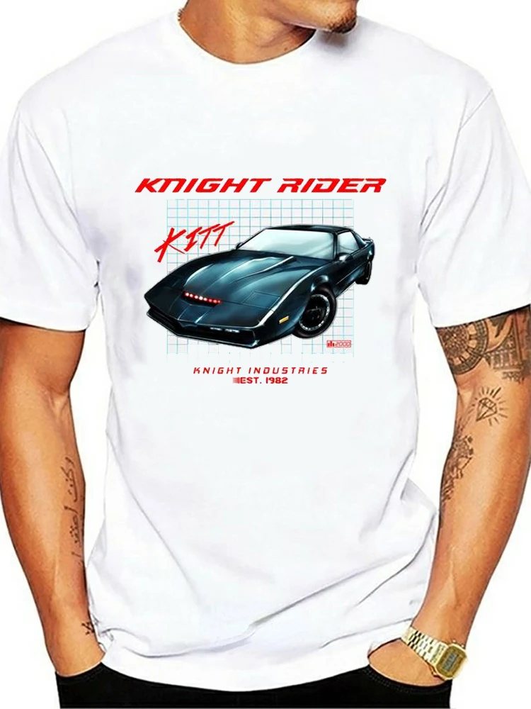 Knight Rider 1982 Kaus Mobil David Bowhoff Knight Industry Kitt Firebir 1982 shirt  cool T Shirt for Men