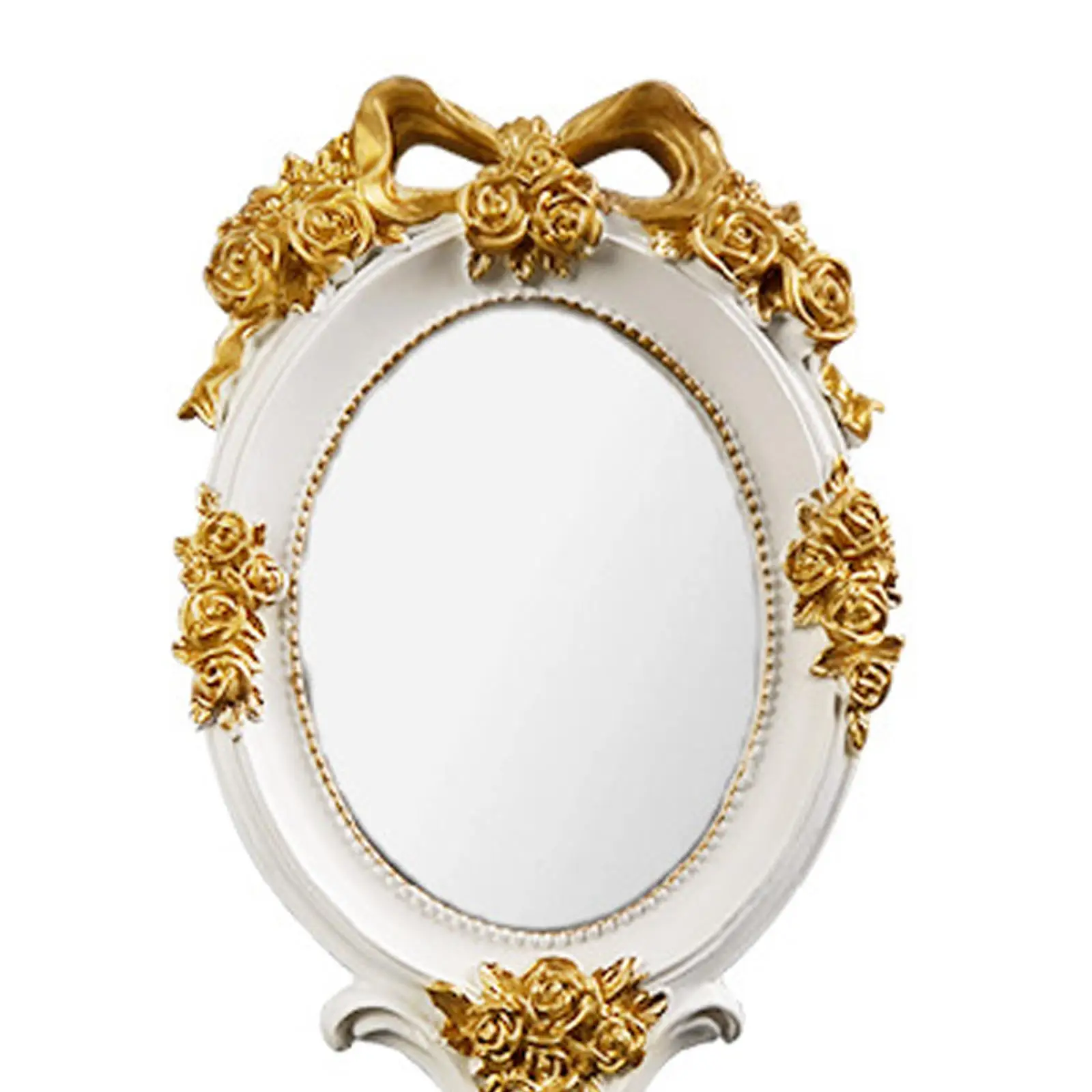 Hand Mirror with Handle Nordic Compact Embossed Flower Mirror Princess Cosmetic