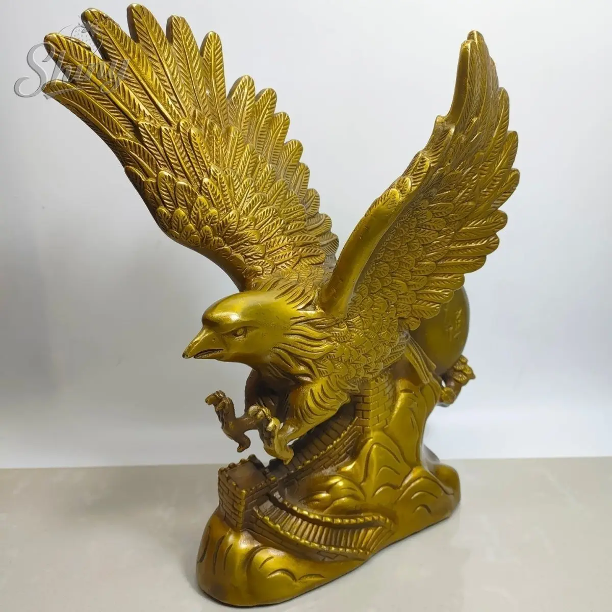Antique Brass Golden Eagle Figurines Home Office Desktop Decoration Model Collection Statues Ornament Decor Objects Accessories