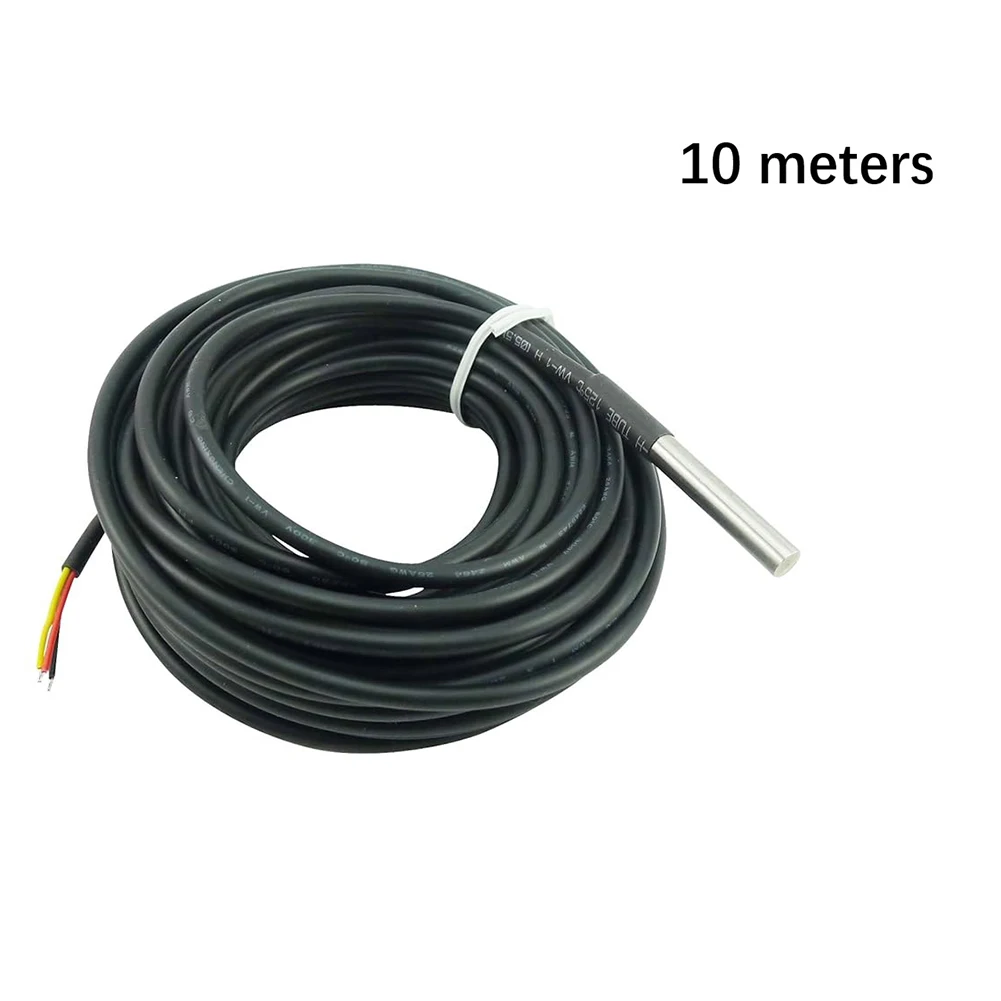 1pc Temperature Sensor Waterproof Digital Temperature Probe 10 Meter Length 18B20 Temperature Sensor Chip Sensor Cables