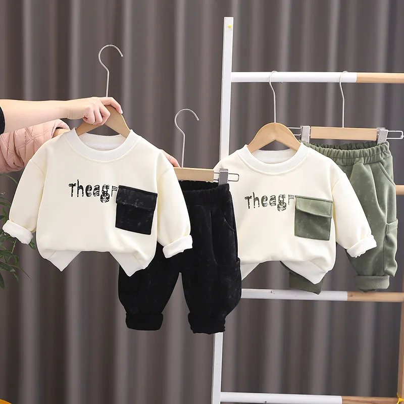 

New Spring Autumn Set 2025 Children Clothing Small Medium sized Clothes Hoodie Two piece Set Fashionable Western Style Hoodie