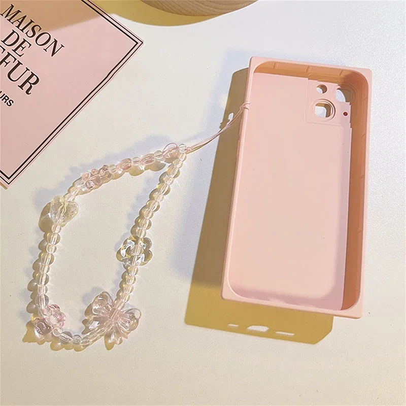 Korean Cellphone Lanyard Keychain for Women, Pink Bear, Butterfly, Flower, Strap Charm Chain, Bag, Camera Pendant for Case