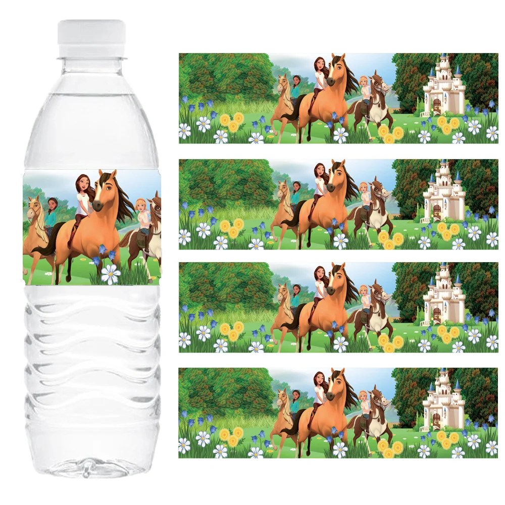 

Cartoon Horse Stickers Birthday Party Decor Waterproof Stickers Water Labels Spirit-Stallion Party Bottle Label for Birthday