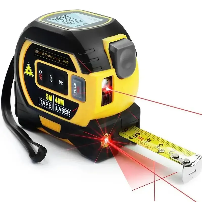 

2 in 1 Digital Laser 5m Tape Measure, 1 Count 40m/60m Laser Measuring Tool, LCD Display & Self-locking Device