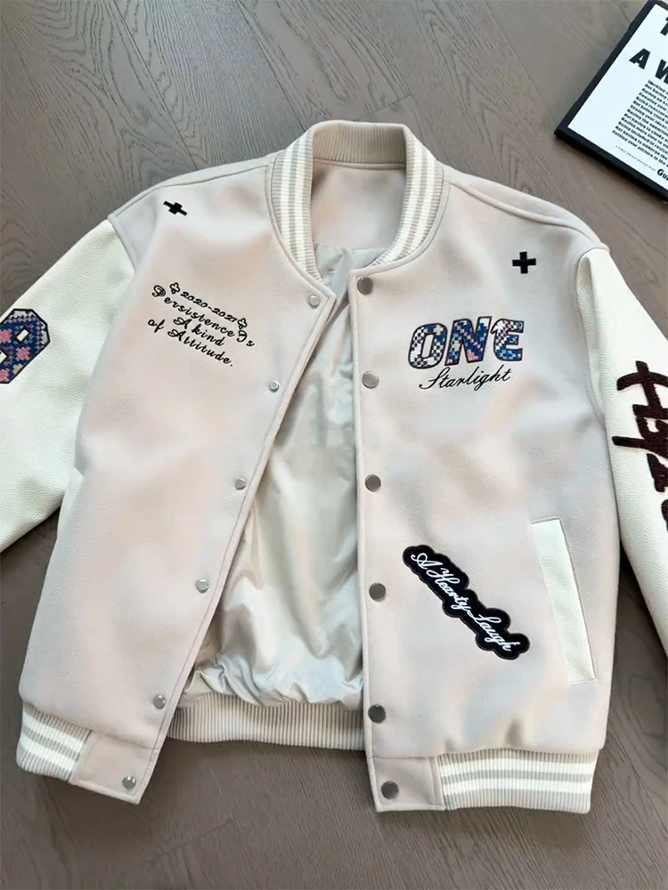 american-high-street-embroidered-letter-baseball-jaet-men's-spring-heavyweight-trendy-brand-design-sense-patchwork-casual-j