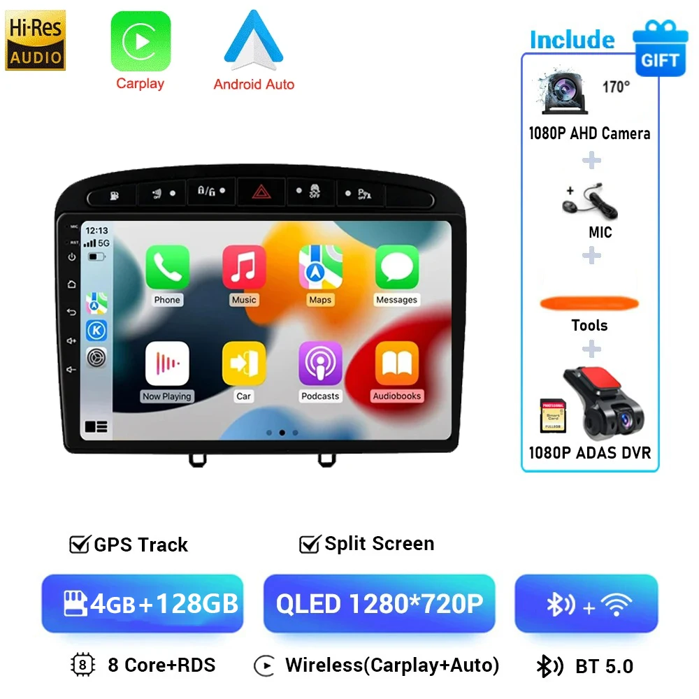 Android 16 Voor Peugeot 308 308SW 408 2012-2020 2K QLED Stereo Autoradio Multimedia Video Player GPS AI Voice CarPlay 4G DSP