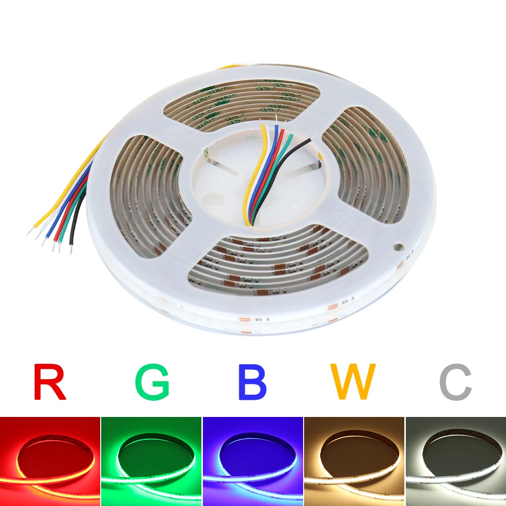 

Диммируемая Светодиодная лента высокой яркости, 24 В постоянного тока, RGB, CCT, COB, 840 светодиодов, гибкая лента высокой плотности для освещения спальни, кухни