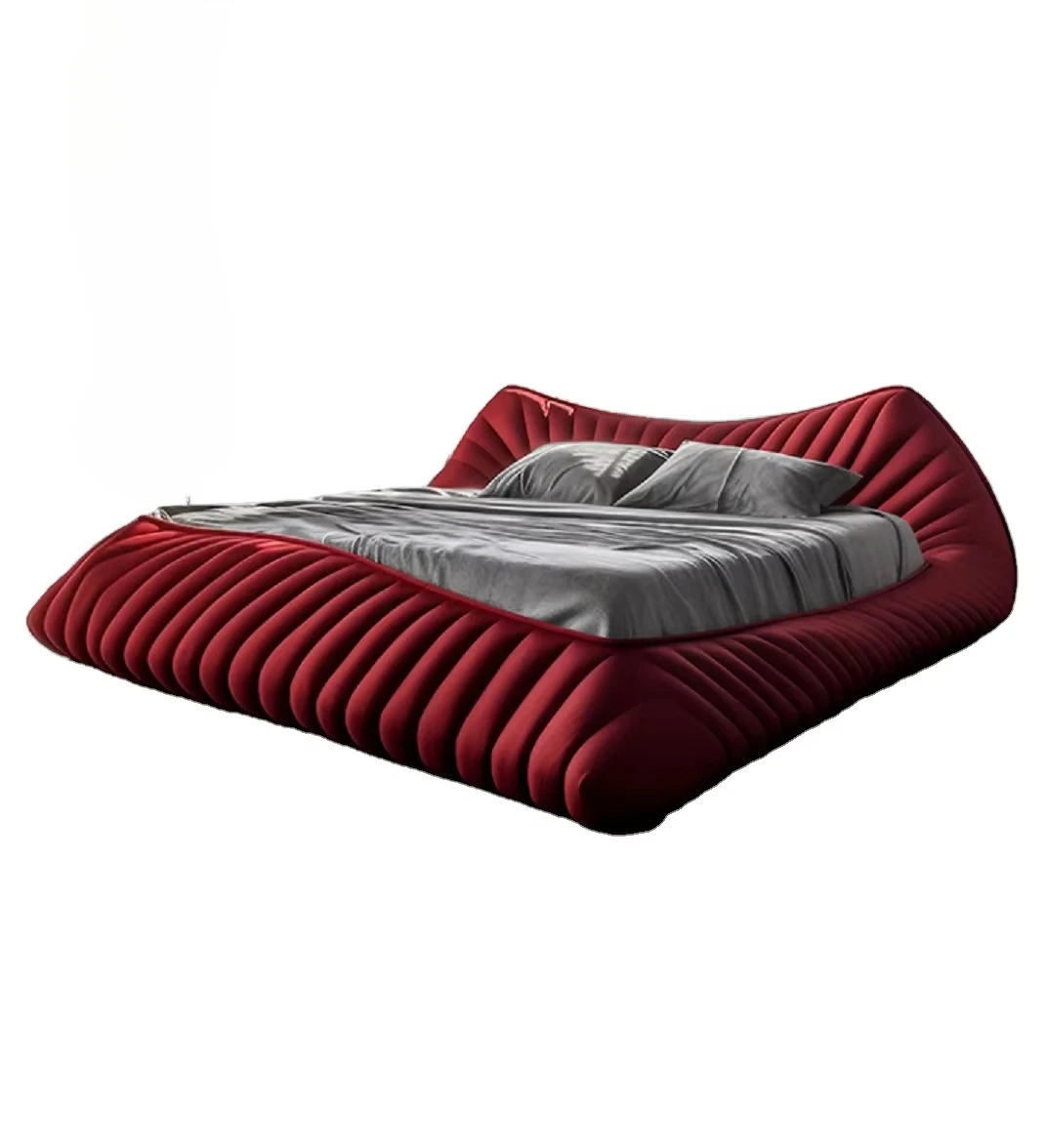 For Solid Wood Frame High-Density Sponge Nappa Leather Double Bed with High-End Customization Bedroom Set Furniture