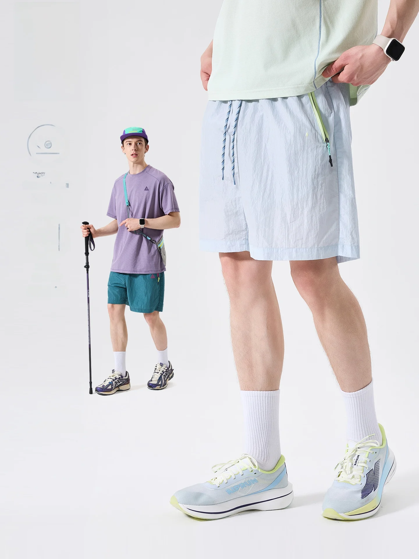 

LAZY DAY Outdoor Men's Quick Dry Shorts Breathable Lightweight Loose Fit Sport Five-Quarter Length Nylon Fabric Casual Shorts