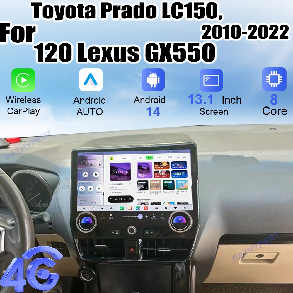 

13.1" Stere HD Screen For Toyota Prado LC150 For 120 Lexus GX550 2010-2022 Car Multimedia Player Android Radio 2 Din Head Unit