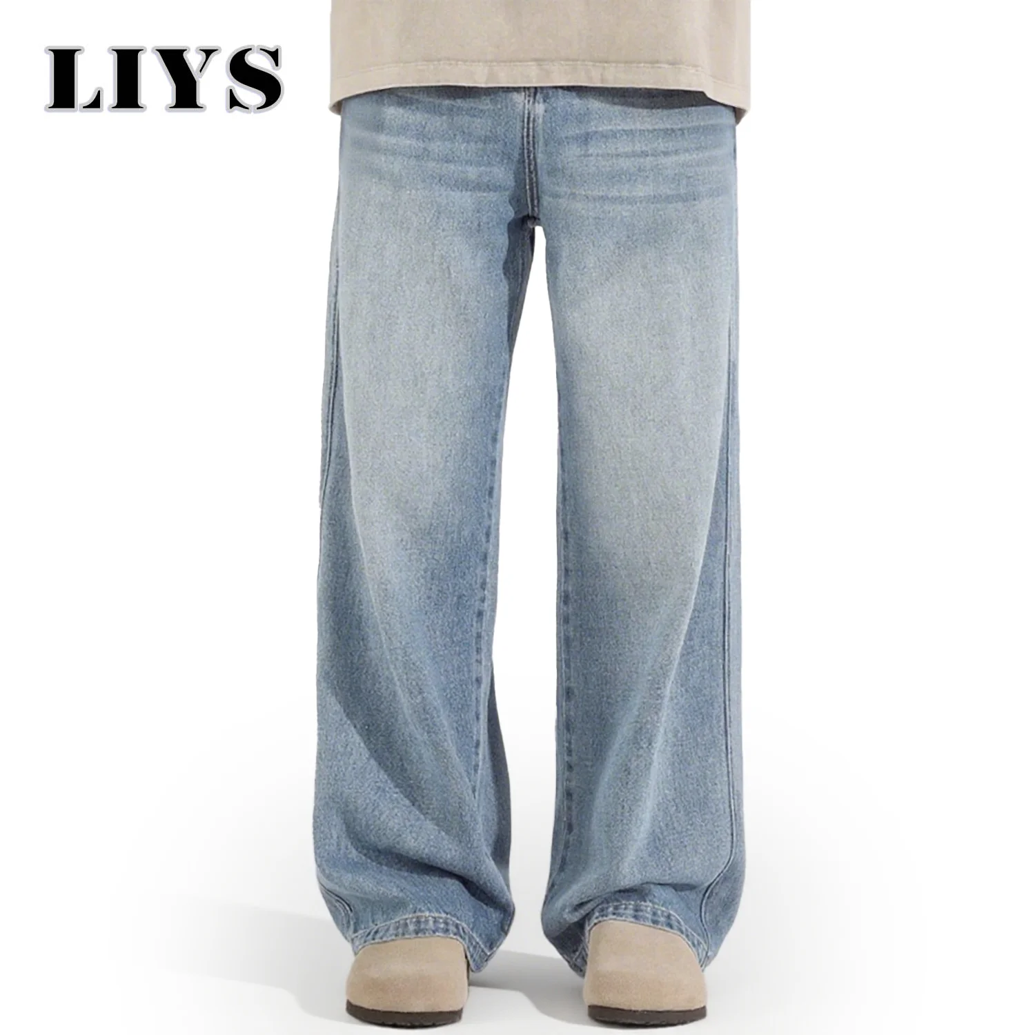

Loose Fit Jeans Men Baggy Pants Light Blue Wide Leg Casual Denim Pants Male Light Luxury Retro Long Trousres Men's Clothing